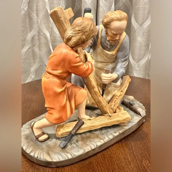 Homco 1989 Masterpiece Porcelain Figurine “The Carpenter” Joseph and Child Jesus